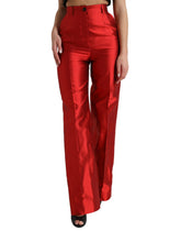 Dolce & Gabbana Red Satin Silk High Waist Wide Leg Pants -   -  Dolce & Gabbana.